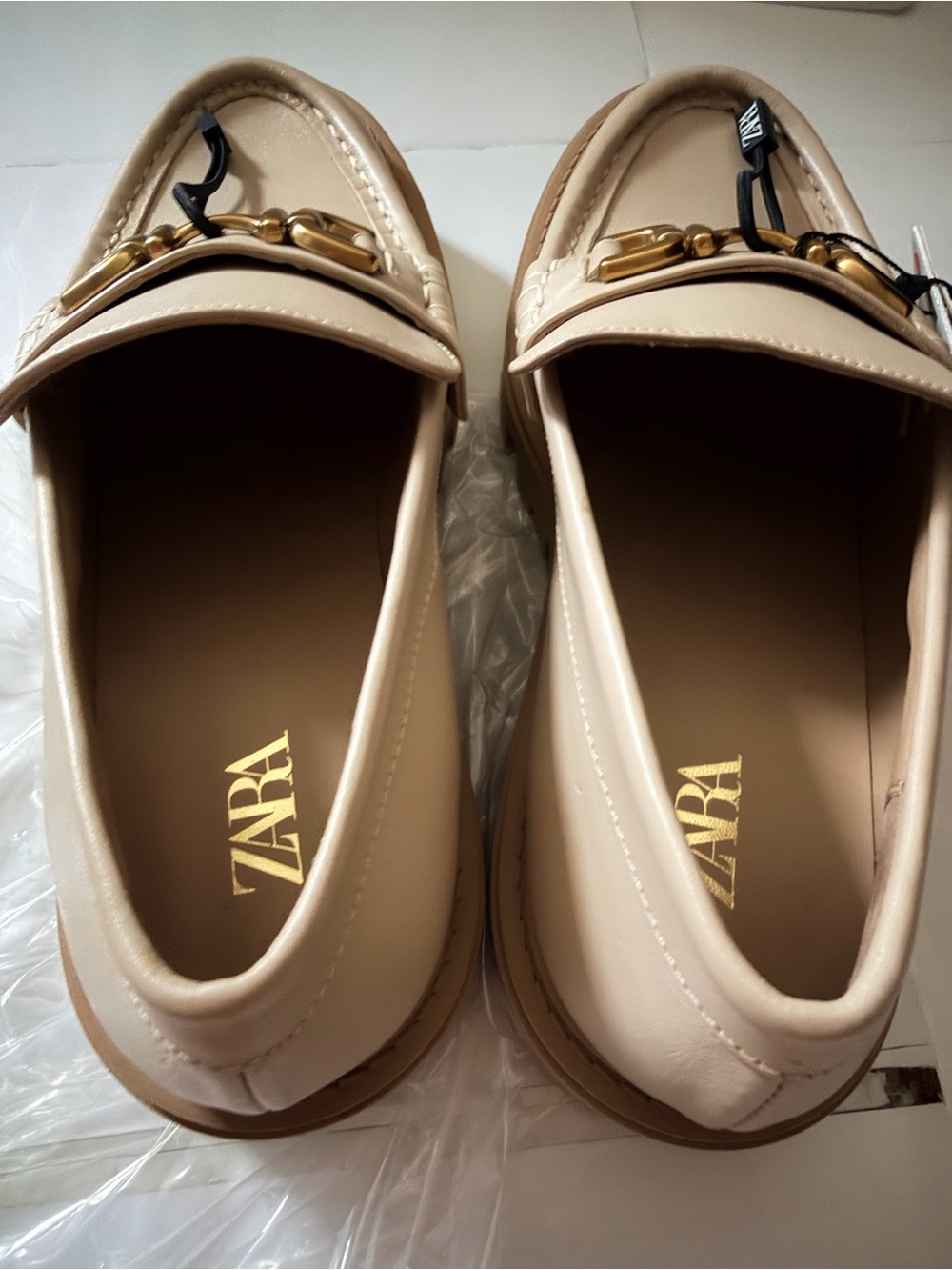 Zara Cream Leather Horsebit Chunky Loafers – Size 38 / US 7.5 (New with Tags) - Picture 4 of 4